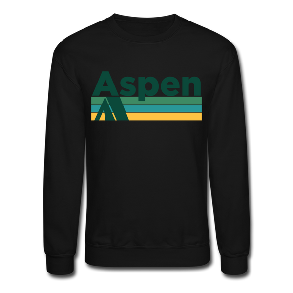 Aspen, Colorado Sweatshirt - Retro Camping Aspen Crewneck Sweatshirt - black
