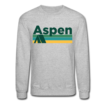 Aspen, Colorado Sweatshirt - Retro Camping Aspen Crewneck Sweatshirt - heather gray