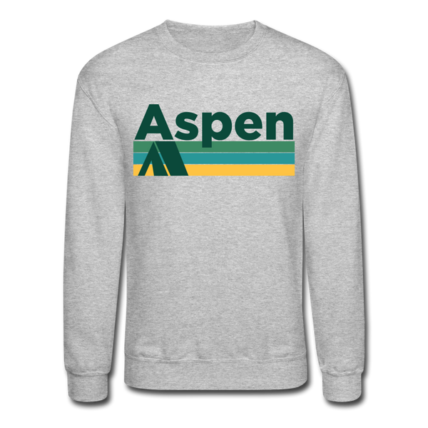 Aspen, Colorado Sweatshirt - Retro Camping Aspen Crewneck Sweatshirt - heather gray