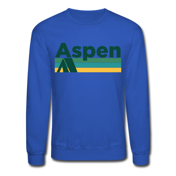 Aspen, Colorado Sweatshirt - Retro Camping Aspen Crewneck Sweatshirt - royal blue
