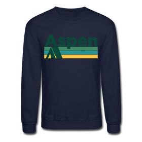 Aspen, Colorado Sweatshirt - Retro Camping Aspen Crewneck Sweatshirt - navy