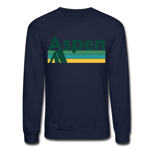 Aspen, Colorado Sweatshirt - Retro Camping Aspen Crewneck Sweatshirt - navy