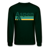 Aspen, Colorado Sweatshirt - Retro Camping Aspen Crewneck Sweatshirt - forest green