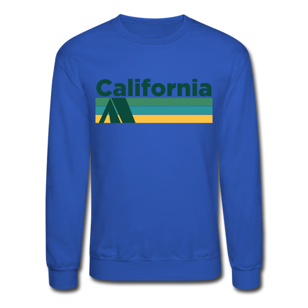 California Sweatshirt - Retro Camping California Crewneck Sweatshirt - royal blue