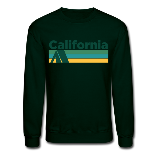 California Sweatshirt - Retro Camping California Crewneck Sweatshirt - forest green