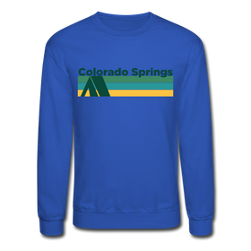 Colorado Springs, Colorado Sweatshirt - Retro Camping Colorado Springs Crewneck Sweatshirt - royal blue