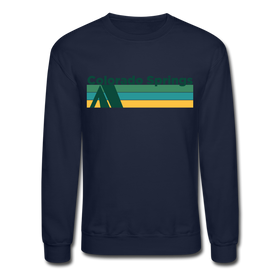 Colorado Springs, Colorado Sweatshirt - Retro Camping Colorado Springs Crewneck Sweatshirt - navy