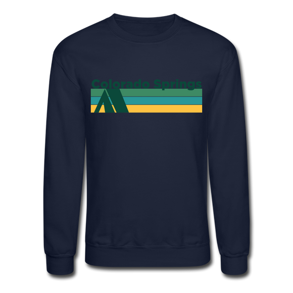Colorado Springs, Colorado Sweatshirt - Retro Camping Colorado Springs Crewneck Sweatshirt - navy