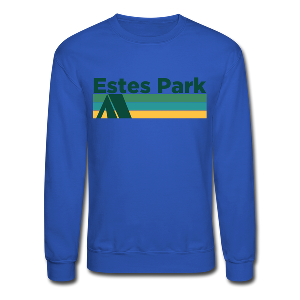 Estes Park, Colorado Sweatshirt - Retro Camping Estes Park Crewneck Sweatshirt - royal blue