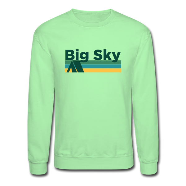 Big Sky, Montana Sweatshirt - Retro Camping Big Sky Crewneck Sweatshirt - lime
