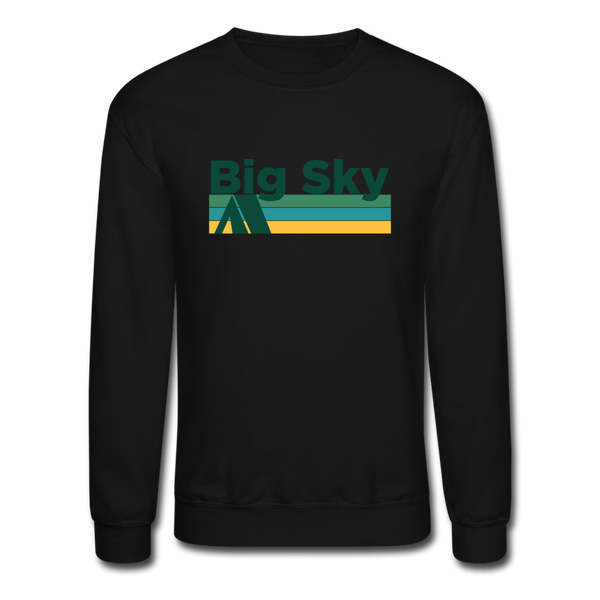 Big Sky, Montana Sweatshirt - Retro Camping Big Sky Crewneck Sweatshirt - black