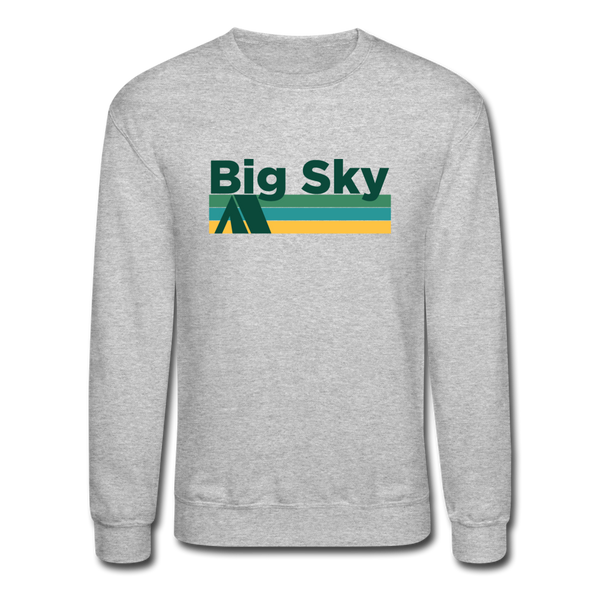 Big Sky, Montana Sweatshirt - Retro Camping Big Sky Crewneck Sweatshirt - heather gray