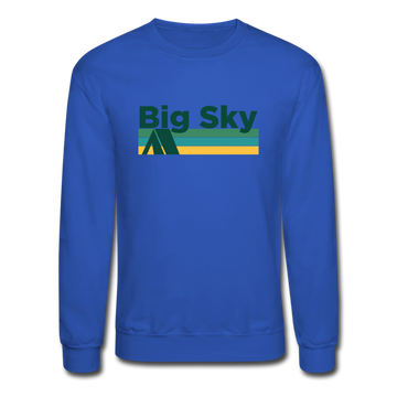 Big Sky, Montana Sweatshirt - Retro Camping Big Sky Crewneck Sweatshirt - royal blue