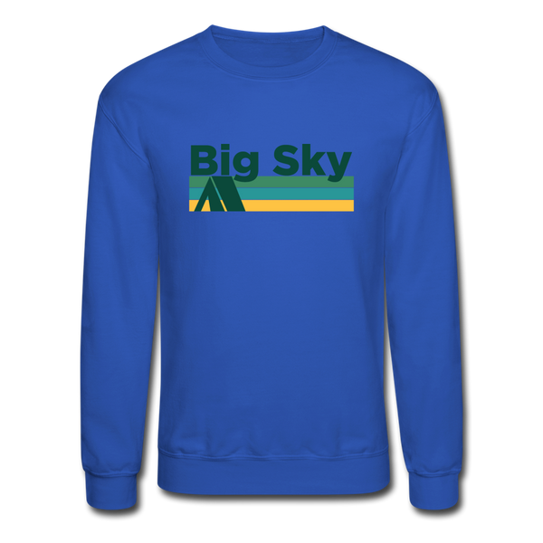 Big Sky, Montana Sweatshirt - Retro Camping Big Sky Crewneck Sweatshirt - royal blue