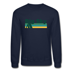 Big Sky, Montana Sweatshirt - Retro Camping Big Sky Crewneck Sweatshirt - navy