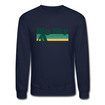 Big Sky, Montana Sweatshirt - Retro Camping Big Sky Crewneck Sweatshirt - navy