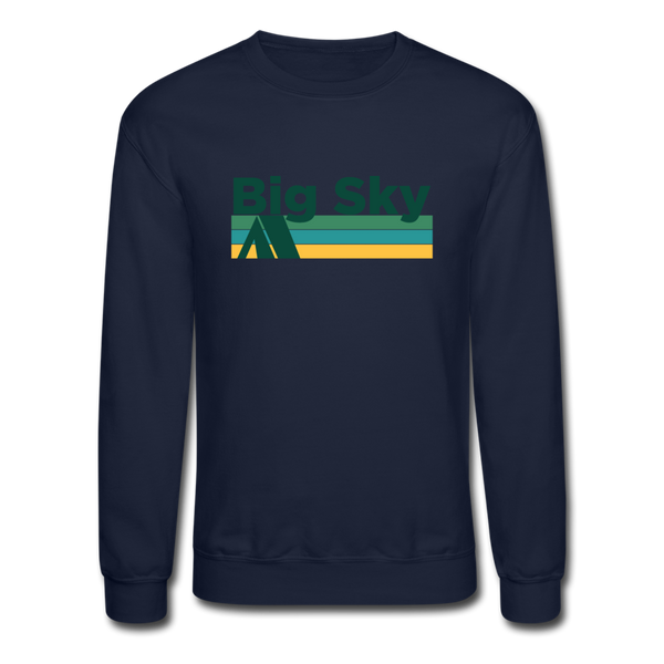 Big Sky, Montana Sweatshirt - Retro Camping Big Sky Crewneck Sweatshirt - navy