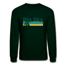 Big Sky, Montana Sweatshirt - Retro Camping Big Sky Crewneck Sweatshirt - forest green