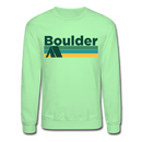 Boulder, Colorado Sweatshirt - Retro Camping Boulder Crewneck Sweatshirt - lime