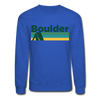 Boulder, Colorado Sweatshirt - Retro Camping Boulder Crewneck Sweatshirt - royal blue