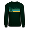 Boulder, Colorado Sweatshirt - Retro Camping Boulder Crewneck Sweatshirt - forest green