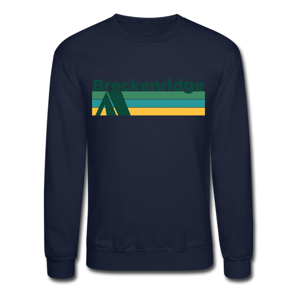 Breckenridge, Colorado Sweatshirt - Retro Camping Breckenridge Crewneck Sweatshirt - navy