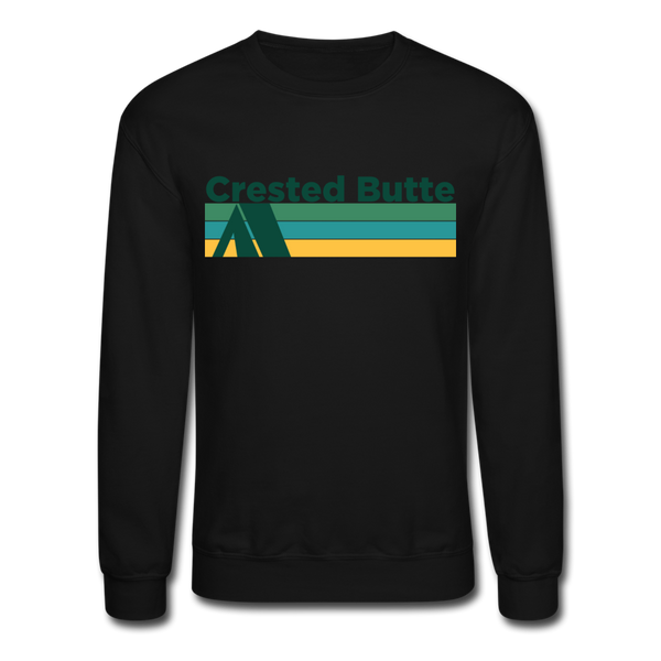 Crested Butte, Colorado Sweatshirt - Retro Camping Crested Butte Crewneck Sweatshirt - black