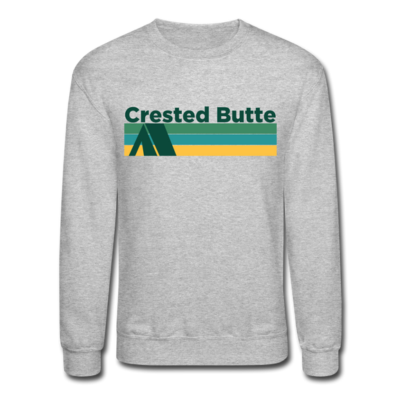 Crested Butte, Colorado Sweatshirt - Retro Camping Crested Butte Crewneck Sweatshirt - heather gray