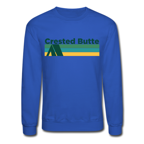 Crested Butte, Colorado Sweatshirt - Retro Camping Crested Butte Crewneck Sweatshirt - royal blue