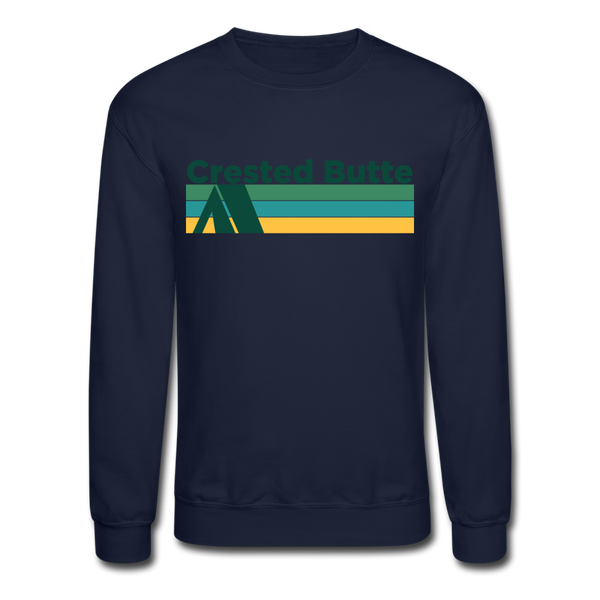 Crested Butte, Colorado Sweatshirt - Retro Camping Crested Butte Crewneck Sweatshirt - navy
