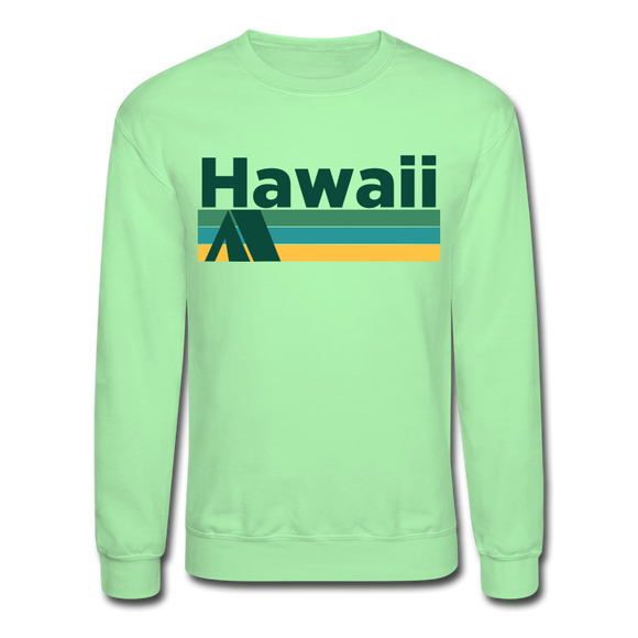 Hawaii Sweatshirt - Retro Camping Hawaii Crewneck Sweatshirt - lime