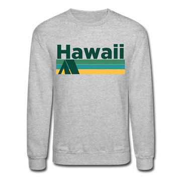 Hawaii Sweatshirt - Retro Camping Hawaii Crewneck Sweatshirt - heather gray