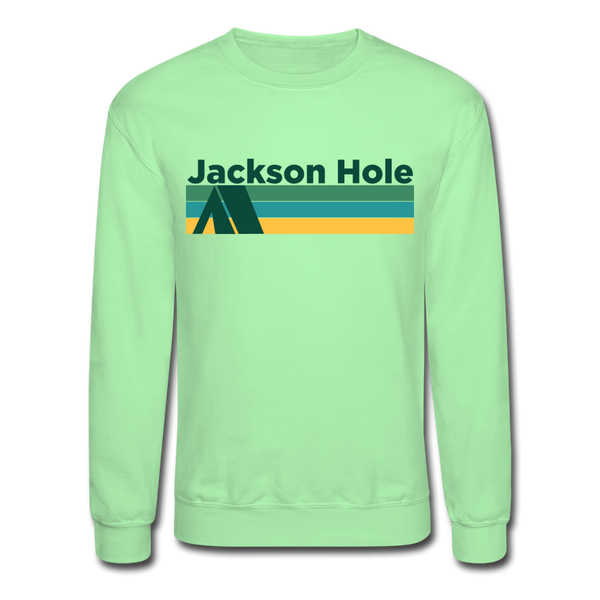Jackson Hole, Wyoming Sweatshirt - Retro Camping Jackson Hole Crewneck Sweatshirt - lime