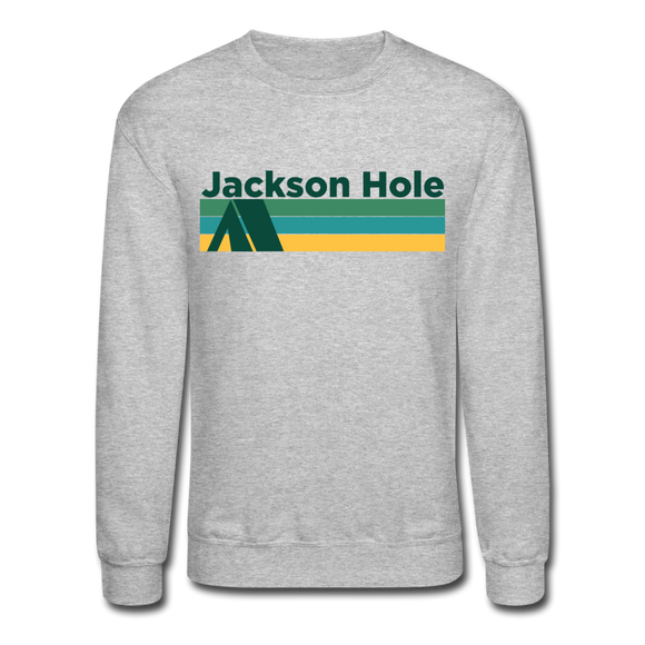 Jackson Hole, Wyoming Sweatshirt - Retro Camping Jackson Hole Crewneck Sweatshirt - heather gray