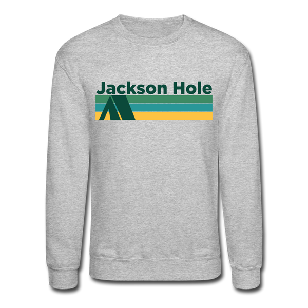 Jackson Hole, Wyoming Sweatshirt - Retro Camping Jackson Hole Crewneck Sweatshirt - heather gray