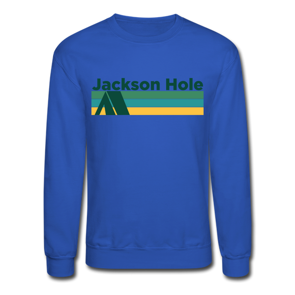Jackson Hole, Wyoming Sweatshirt - Retro Camping Jackson Hole Crewneck Sweatshirt - royal blue