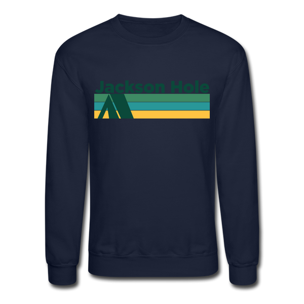 Jackson Hole, Wyoming Sweatshirt - Retro Camping Jackson Hole Crewneck Sweatshirt - navy