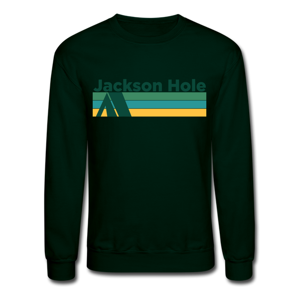 Jackson Hole, Wyoming Sweatshirt - Retro Camping Jackson Hole Crewneck Sweatshirt - forest green