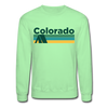 Colorado Sweatshirt - Retro Camping Colorado Crewneck Sweatshirt - lime