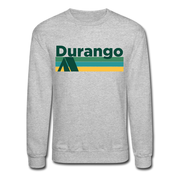 Durango, Colorado Sweatshirt - Retro Camping Durango Crewneck Sweatshirt - heather gray