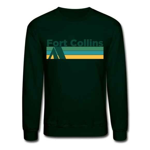 Fort Collins, Colorado Sweatshirt - Retro Camping Fort Collins Crewneck Sweatshirt - forest green