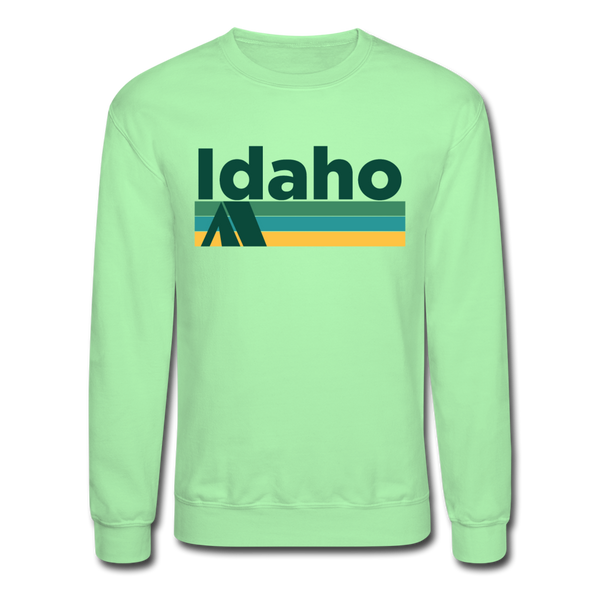 Idaho Sweatshirt - Retro Camping Idaho Crewneck Sweatshirt - lime