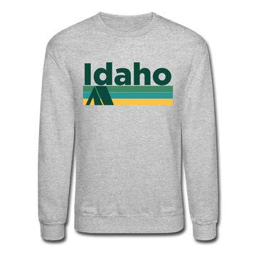 Idaho Sweatshirt - Retro Camping Idaho Crewneck Sweatshirt - heather gray