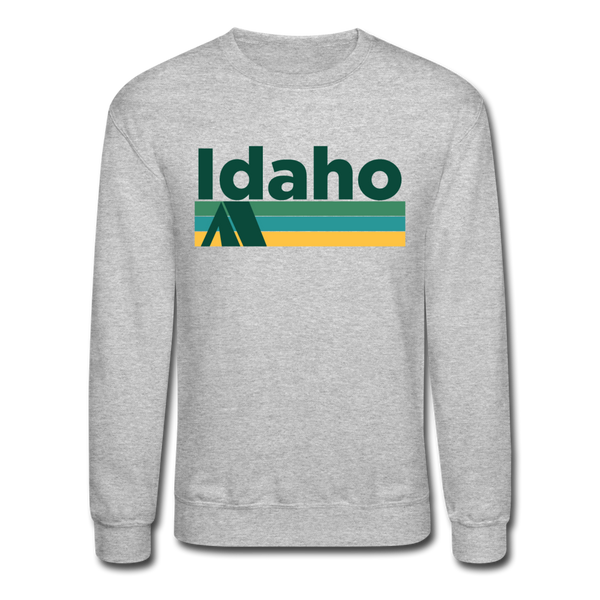 Idaho Sweatshirt - Retro Camping Idaho Crewneck Sweatshirt - heather gray