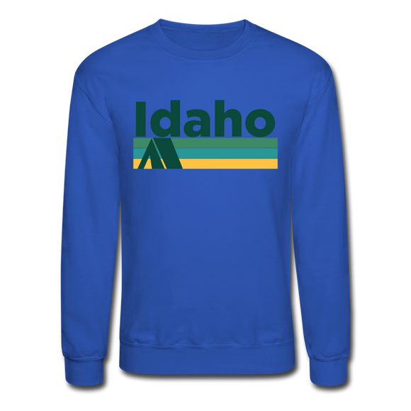 Idaho Sweatshirt - Retro Camping Idaho Crewneck Sweatshirt - royal blue