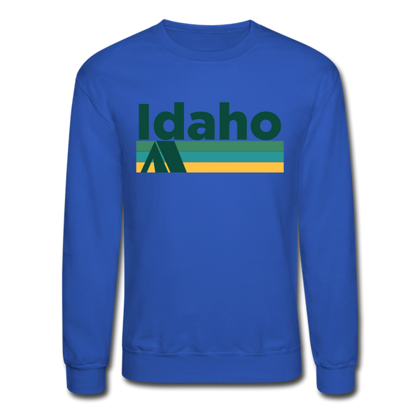Idaho Sweatshirt - Retro Camping Idaho Crewneck Sweatshirt - royal blue