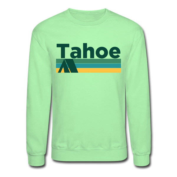 Lake Tahoe, California Sweatshirt - Retro Camping Lake Tahoe Crewneck Sweatshirt - lime