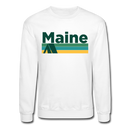 Maine Sweatshirt - Retro Camping Maine Crewneck Sweatshirt - white