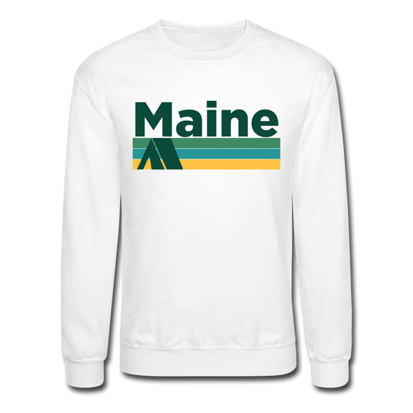 Maine Sweatshirt - Retro Camping Maine Crewneck Sweatshirt - white