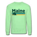 Maine Sweatshirt - Retro Camping Maine Crewneck Sweatshirt - lime